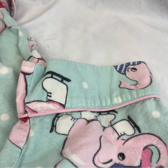 Nick And Nora Flannel Pajama Set Pink Elephant Skates Top And Bottom Womens Sz S - Picture 7 of 16